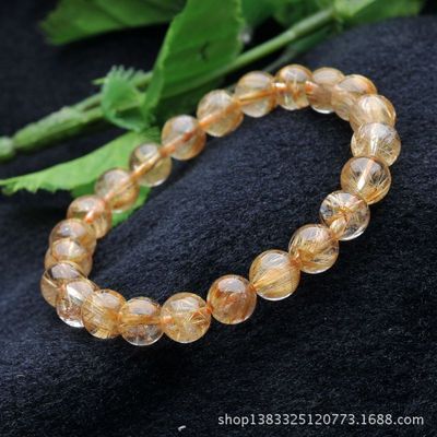 璀璨能量，财富之选 解析纯天然精品8mm巴西钛晶金钛晶圆珠手链