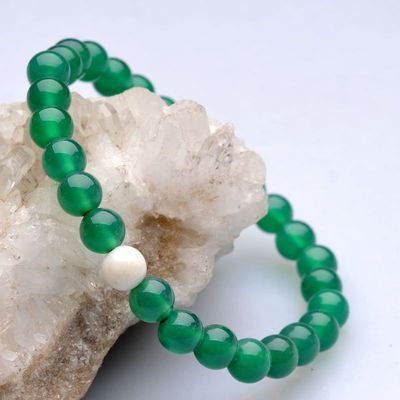 【厂家清仓】东海县盛饰珠宝绿玛瑙间白砗磲手链 天然馈赠，岁末珍藏
