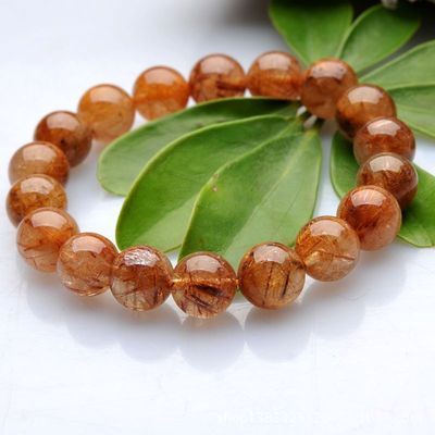 天然铜发晶圆珠手链Y103Y16 东海县盛饰珠宝的匠心之作